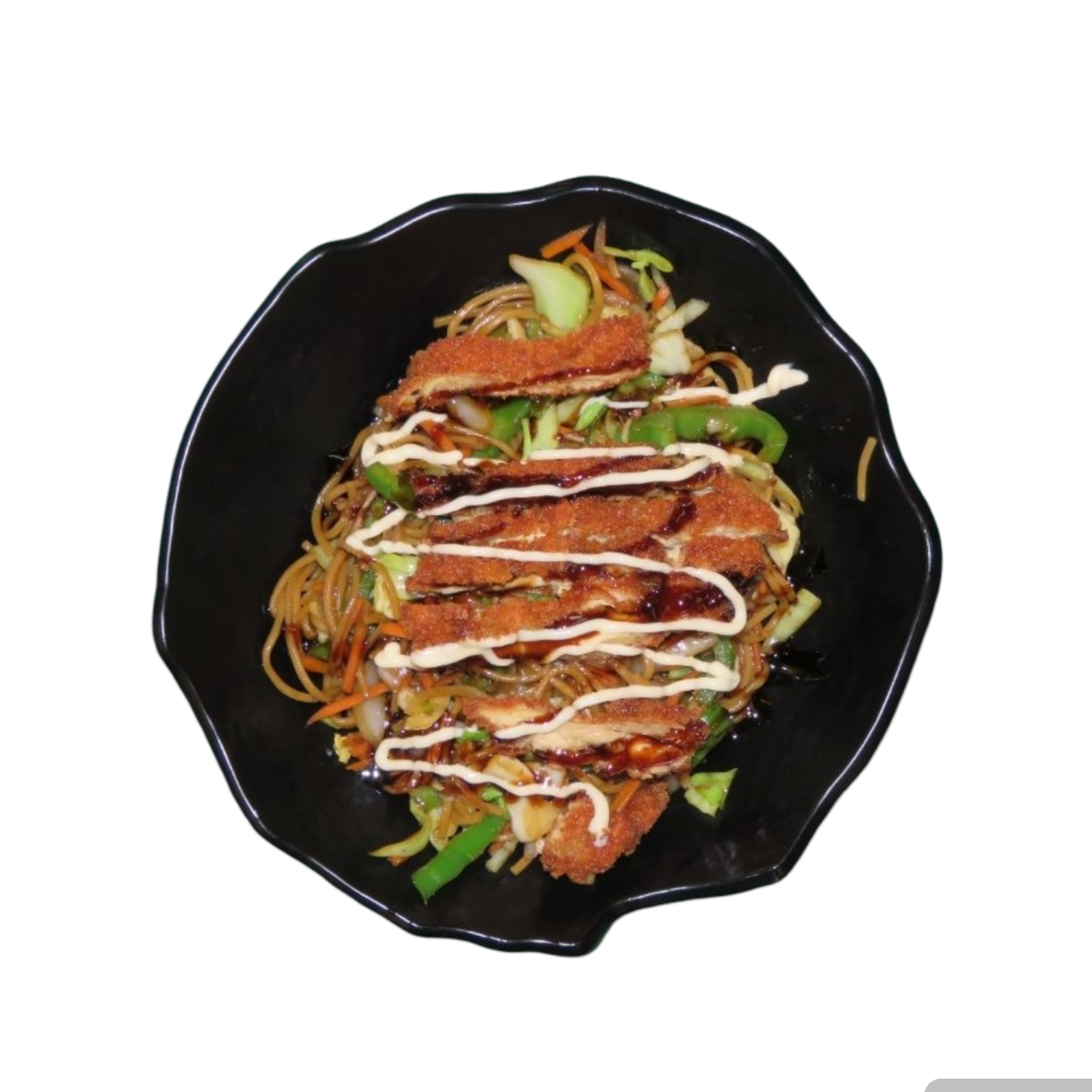 Plato de yakisoba japonés con fideos salteados y verduras frescas en Micazo Ramen, restaurante japonés en Ourense.